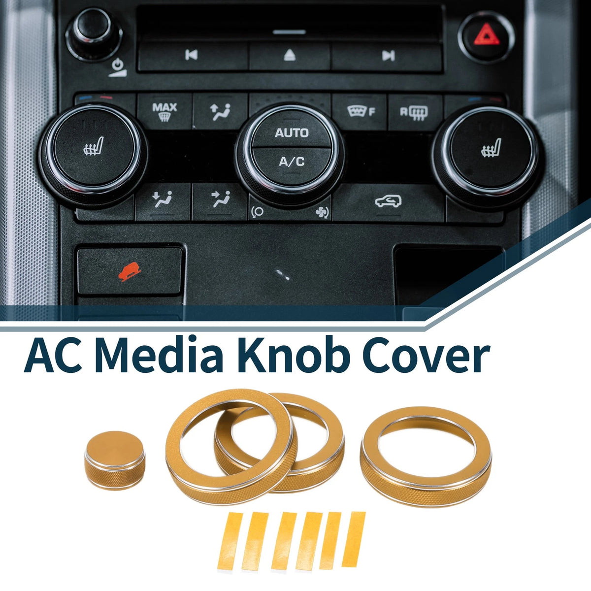 Media Knob Covers 4 x Gold Tone for Land Rover Range Rover Evoque (2012-2018)