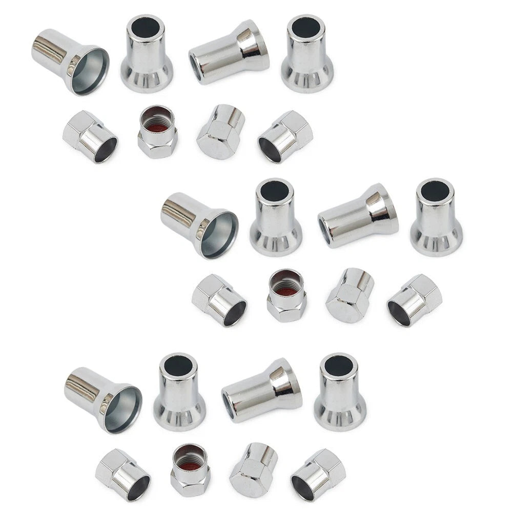 Valve Stem Hex Cap with Sleeve Cover Decor for Silver Car