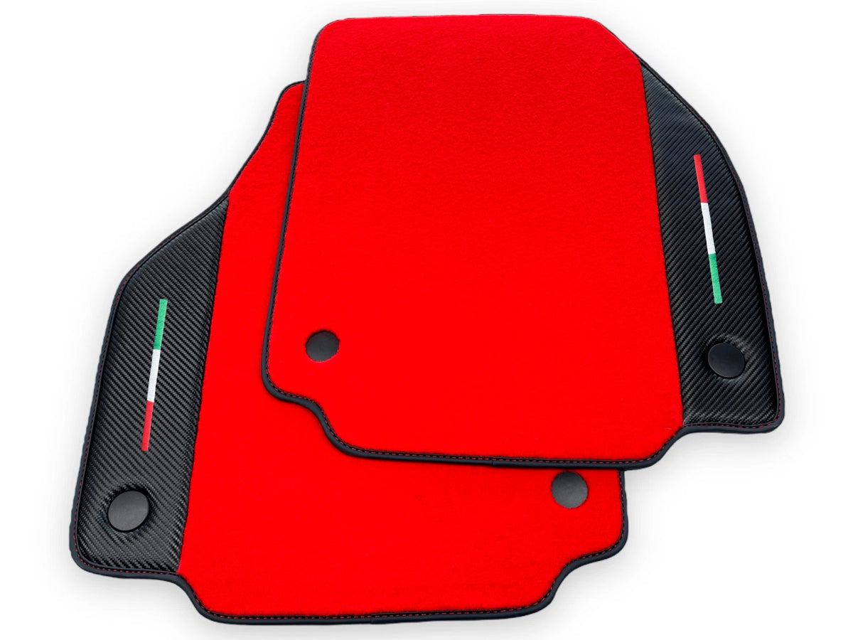 Red Floor Mats for Ferrari F8 Tributo (2020-2023) - Carbon Leather Tailored