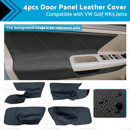 4 x Black Leather Door Armrest Panel Covers for VW Jetta Golf MK5 (2005-2010)