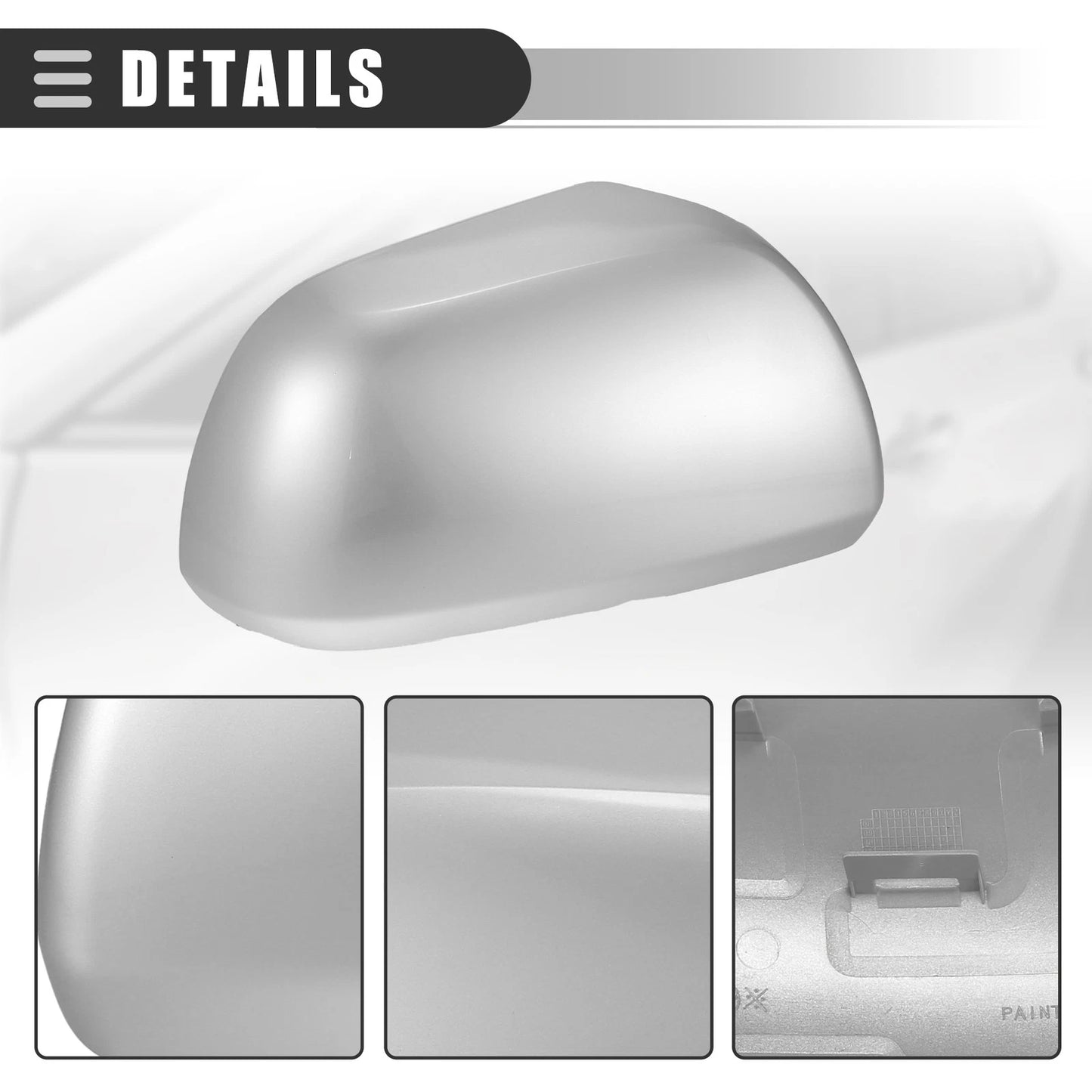 Right Side Mirror Cover Cap for Toyota Highlander 2009-2014 ABS Silver Tone
