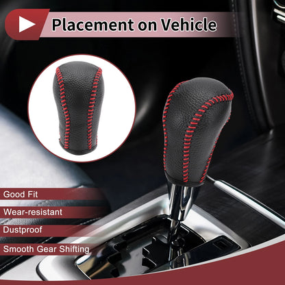 Car Gear Shift Knob Cover for Mazda CX-5 Black Red Faux Leather (2012-2023)