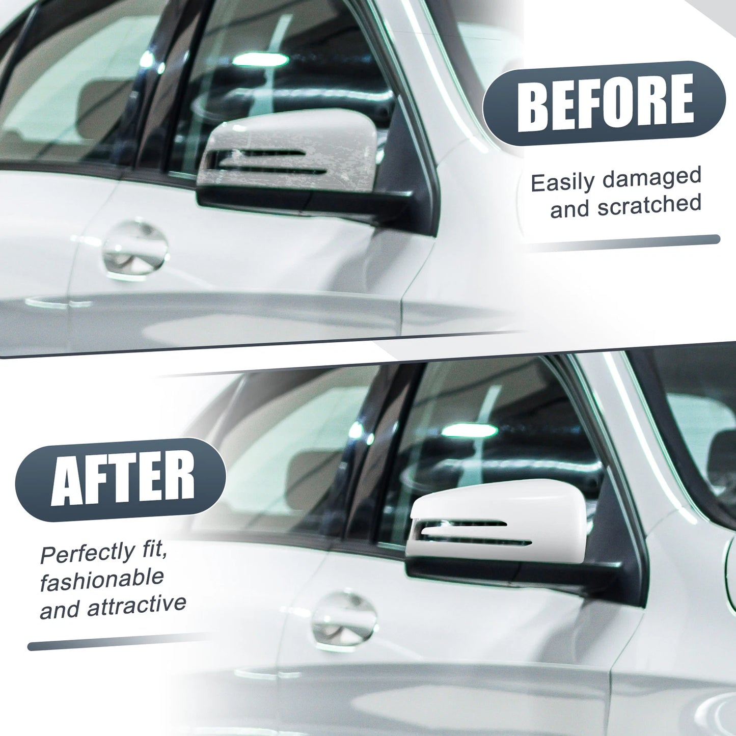 Right Mirror Cover Cap White for Mercedes Benz A Class B Class C Class (2012-2019)