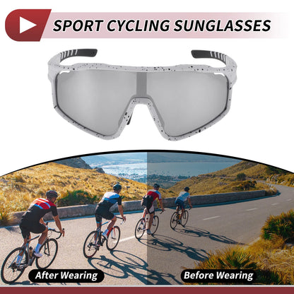 Motorcycle Riding Goggles Silver Tone Gray Lens White Black Frame PC UV400