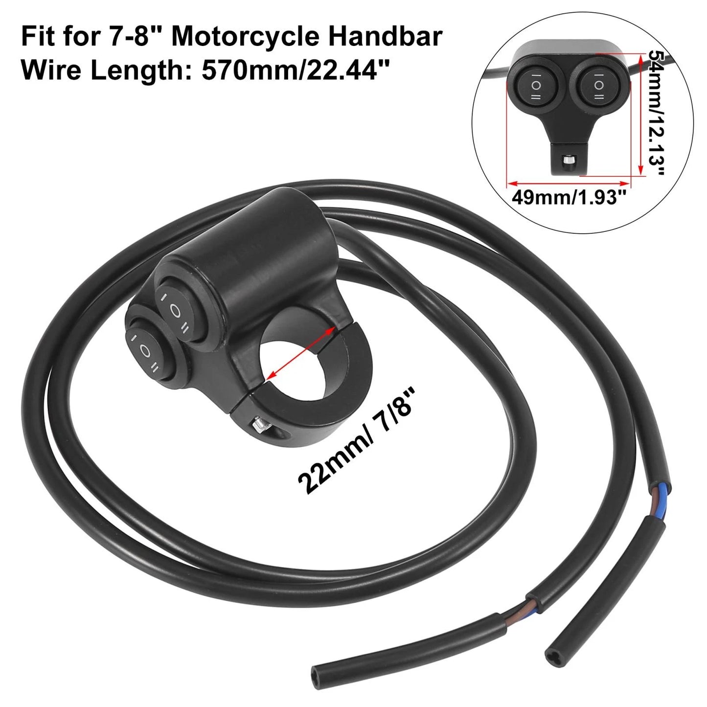 7/8" Handlebar Double Control Switch with Turn Signal Button for Motorcycle
