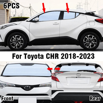 6X Front Side Rear Windshield Privacy Sunshade for Toyota CHR C-HR (2018–2023)
