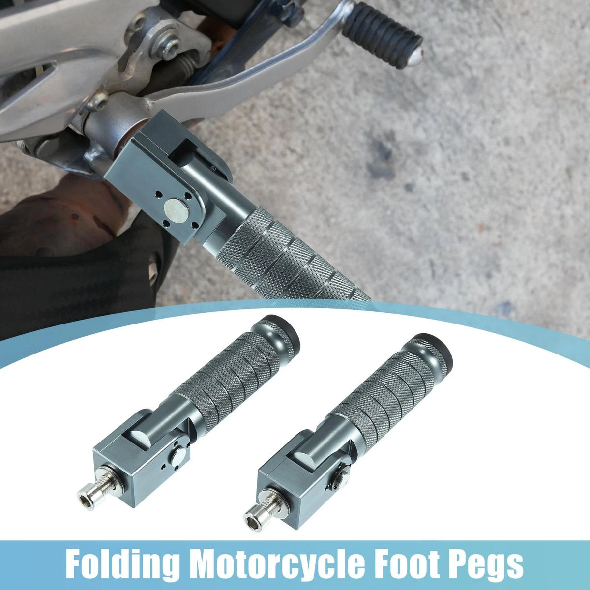 Pair 8MM Folding Motorcycle Foot Pegs Aluminum Alloy Titanium Tone for Universal