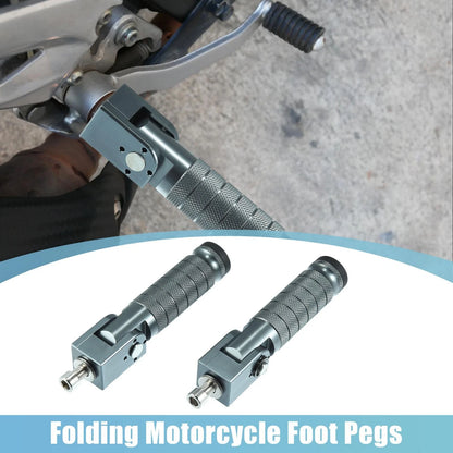 Pair 8MM Folding Motorcycle Foot Pegs Aluminum Alloy Titanium Tone for Universal