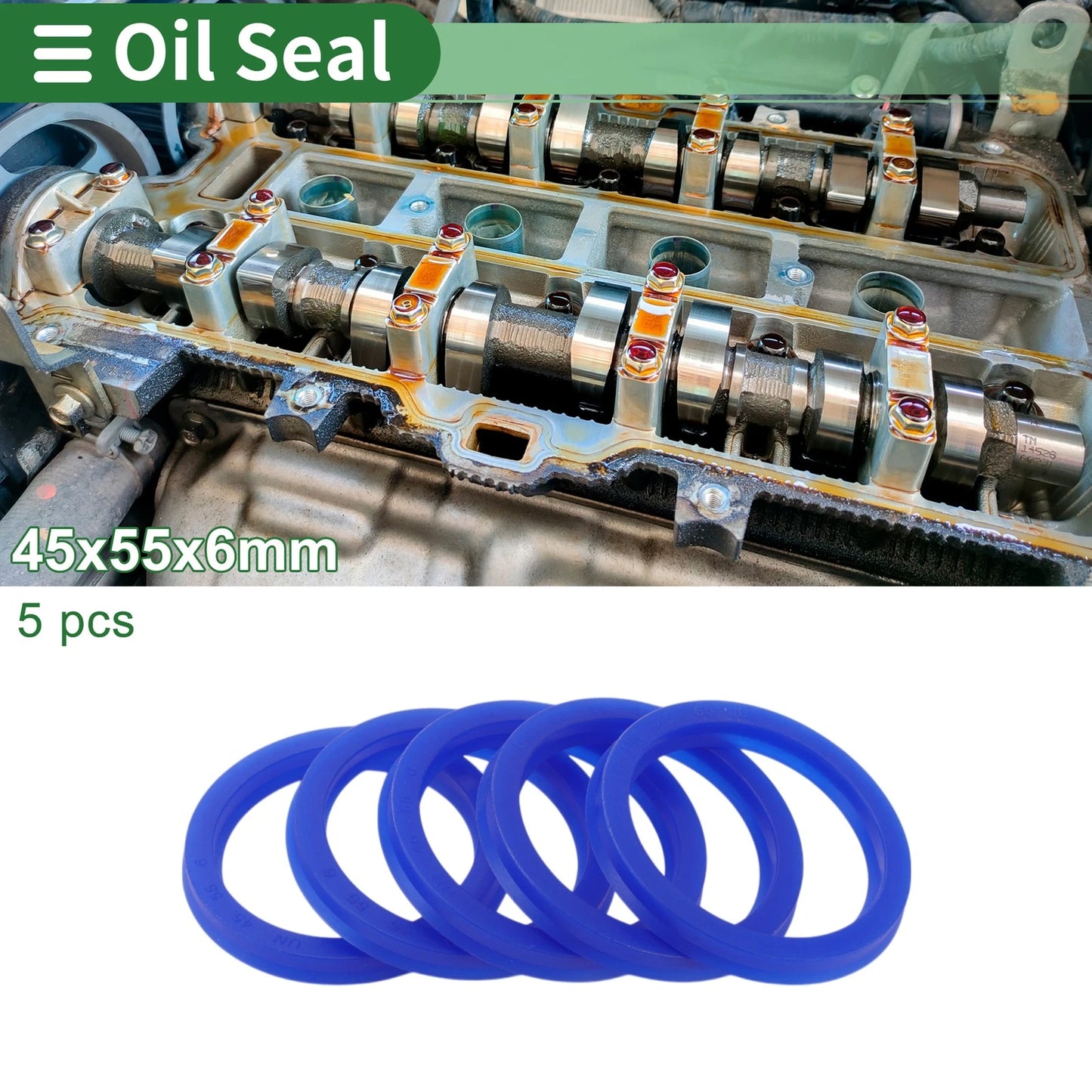 Oil Seal / 45x55x6mm / Seal Ring Rotary Shaft Seal TPU Blue 5 pcs
