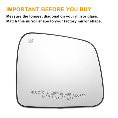 Left Right White Mirror Glass Pair w/ Back Heated for Dodge Durango Jeep