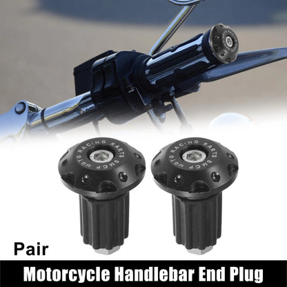 Pair 7/8" 22mm Motorcycle Hand Grips End Caps Aluminum Alloy Black