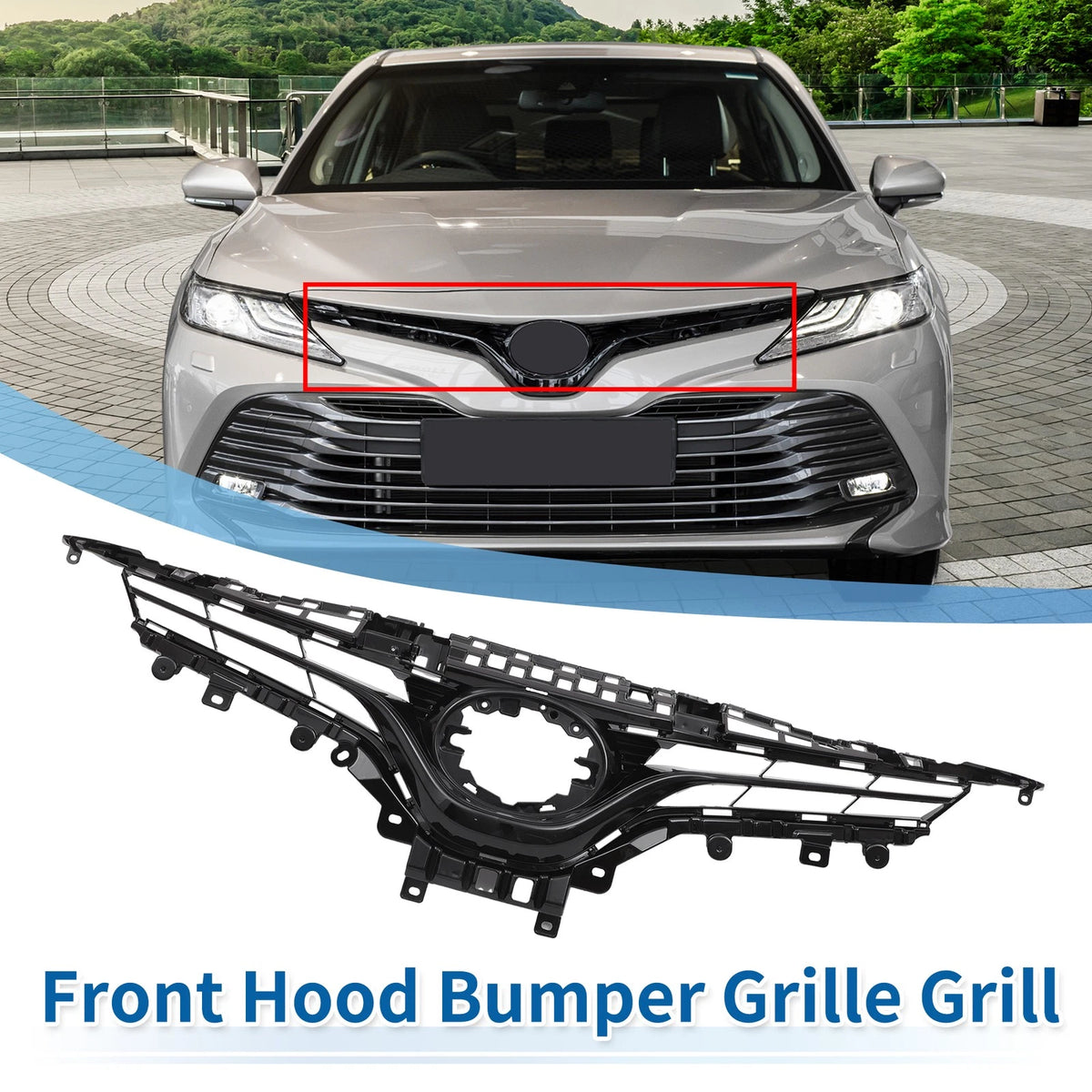 Front Hood Bumper Grille for Toyota Camry LE (2018-2020) Black