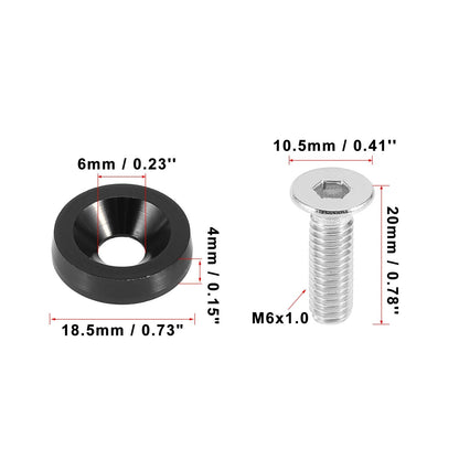 20pcs M6 Fender Bumper Washer Bolt Engine Bay Fastener for Car/Motorcycle