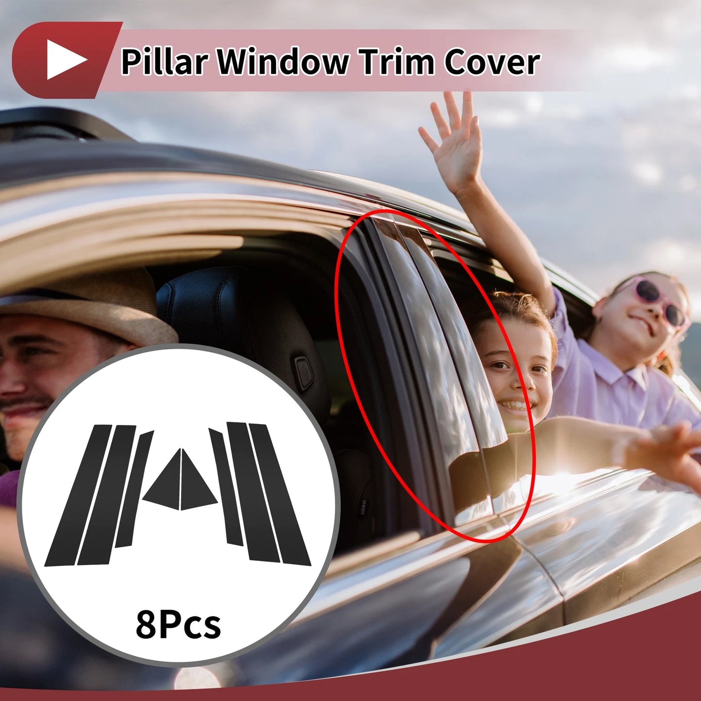 8 Pcs Car Door Pillar Window Trim for Mazda CX-7 (2007-2012) Black