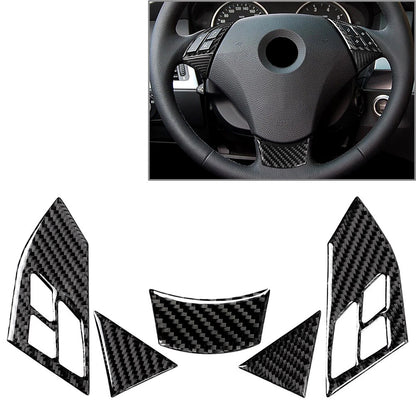5 Pcs Steering Wheel Cover Trim for BMW 5 Series E60 E61 (2003-2010) Black