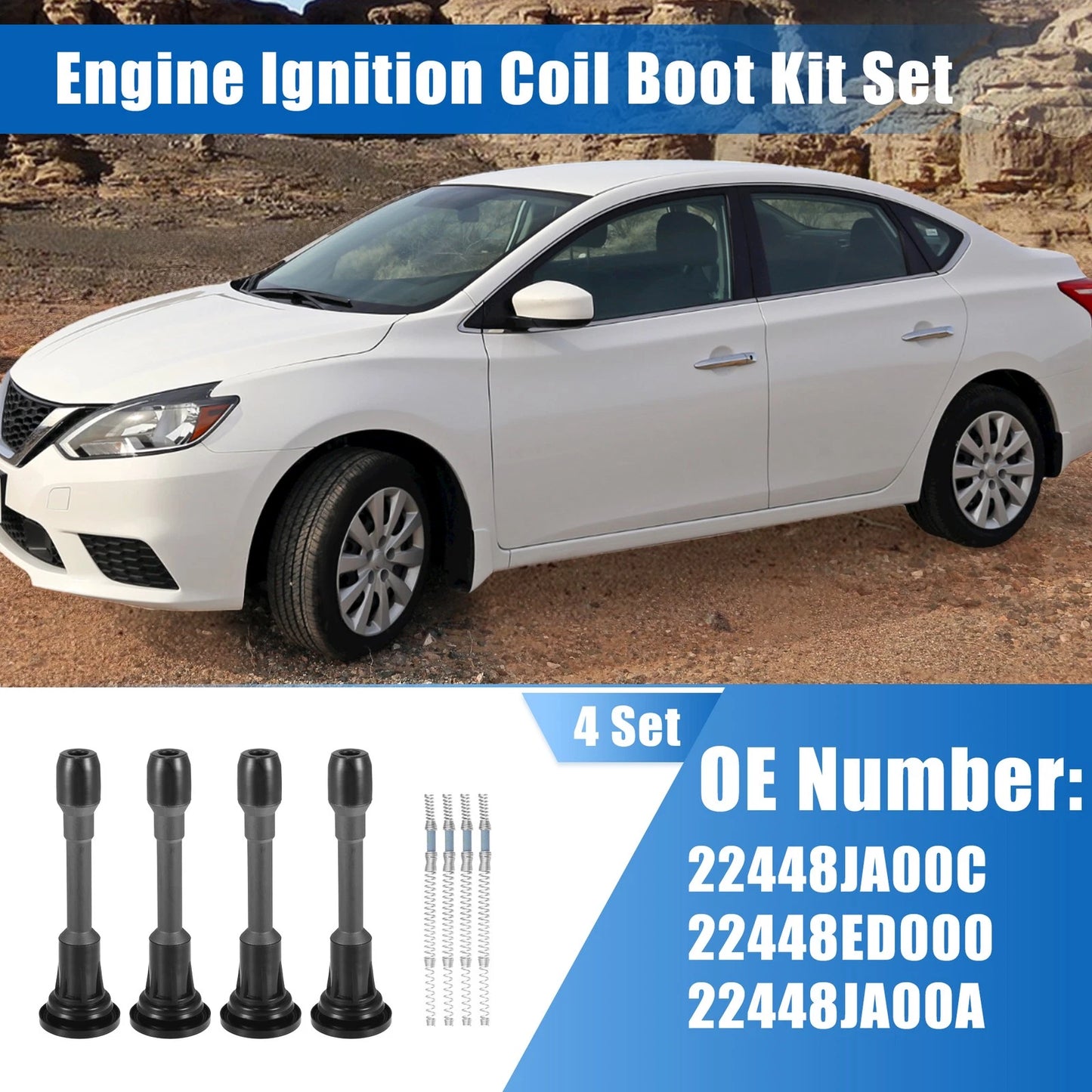 4 x Engine Ignition Coil Boot Kit for Nissan Sentra (2007-2017)