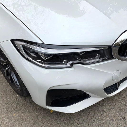 2 x Gloss Black Headlight Eyelid Covers for BMW 3 Series G20 G28 (2019-2023)