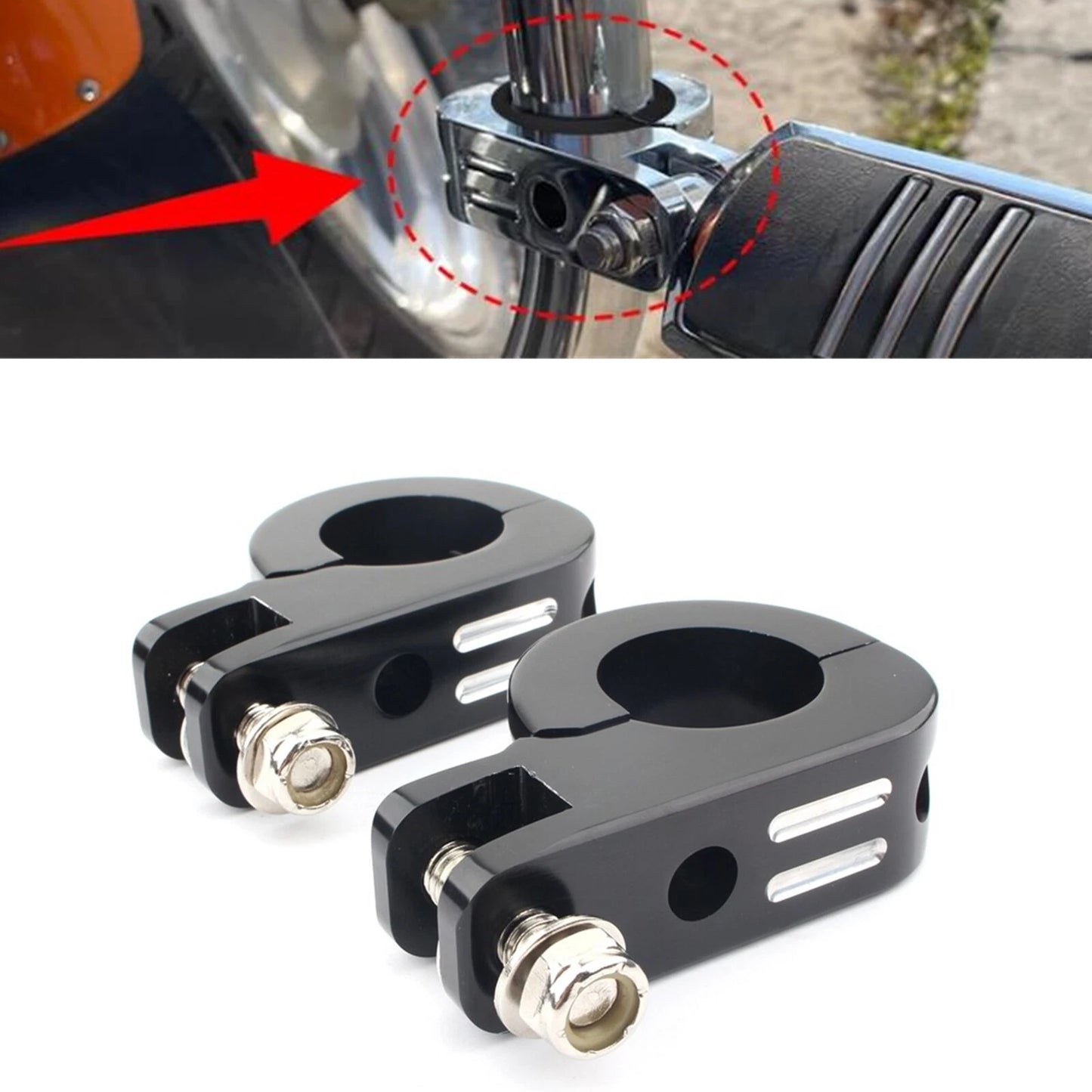 38MM Aluminum Highway Guard Foot Peg Clamp Kit for Harley Dyna