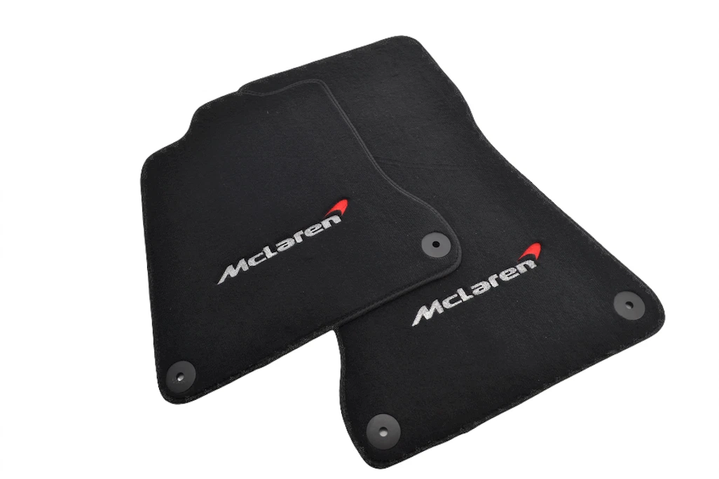 Floor Mats Set for McLaren 650S Black Tailored Carpets with Emblem (2014-2019)
