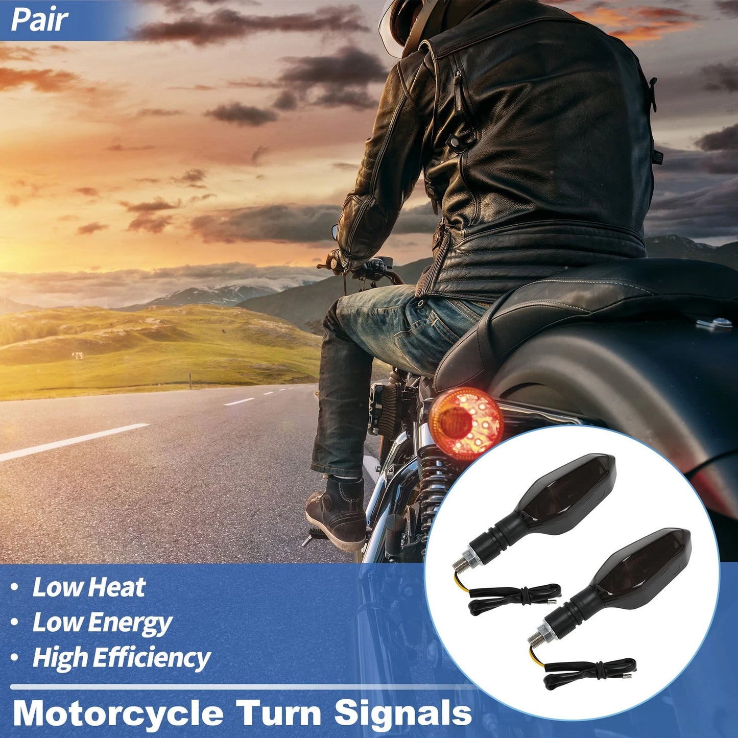 Turn Signal Assembly LED Motorcycle Blinker Yellow Black for Motorcycle