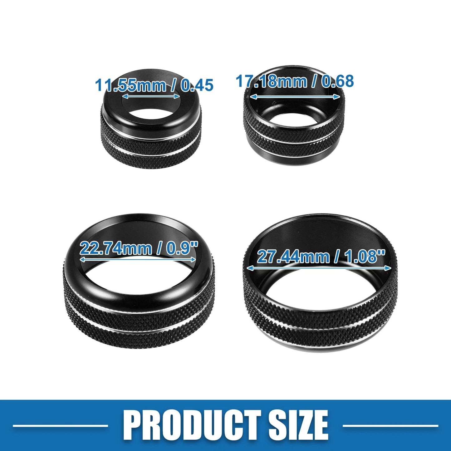 AC Audio Volume Knob Ring Cover for BMW F20 F22 F30 F31 Black (Set of 3)
