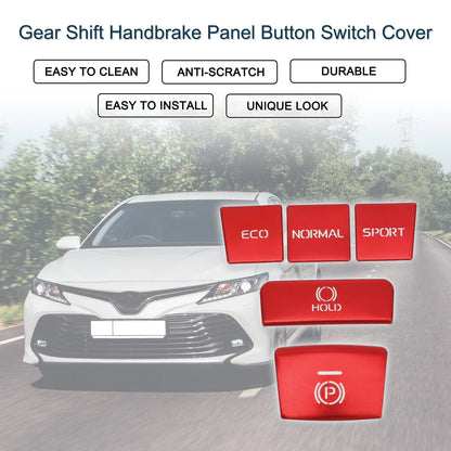 Red Gear Shift Handbrake Panel Button Switch Cover for Toyota Camry (2018-2022)