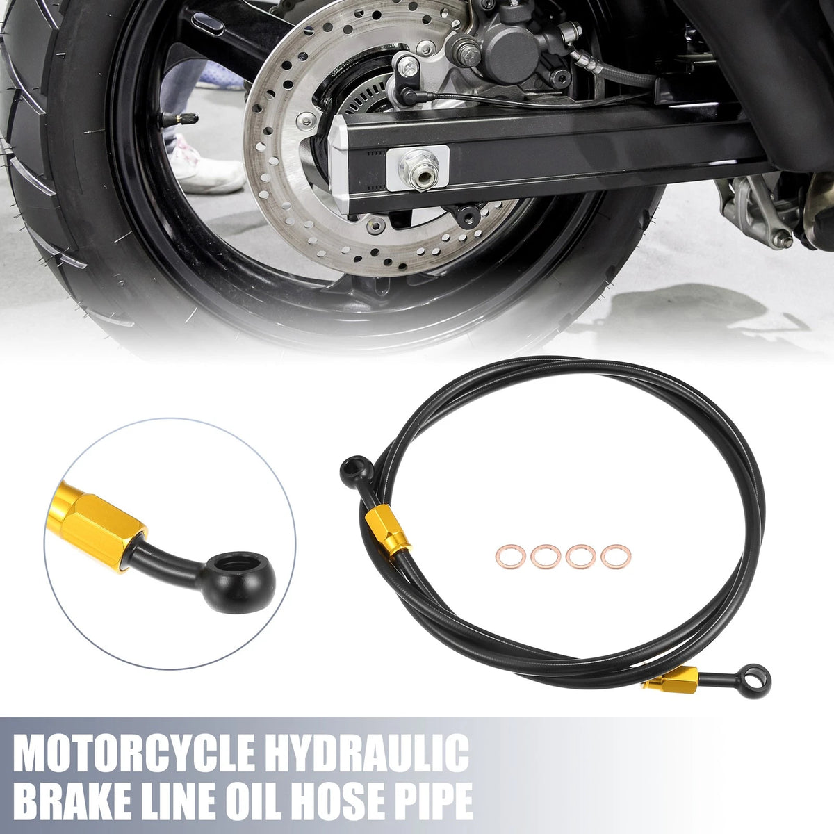 150cm 10mm ID Motorcycle Brake Line Hose 28° 0° Black