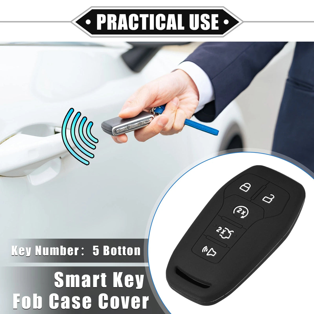 2 x Car Remote Keyless Smart Key Fob Covers for Ford Fusion (2013-2020)