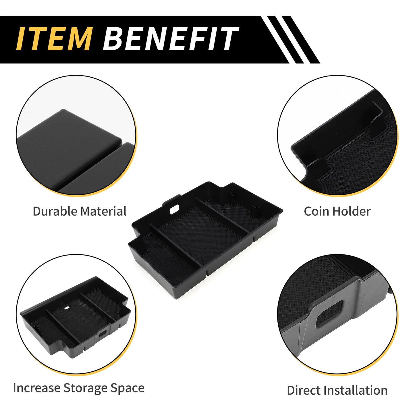 Center Console Organizer Tray for Chevy Silverado 1500 & GMC Sierra 1500 Black