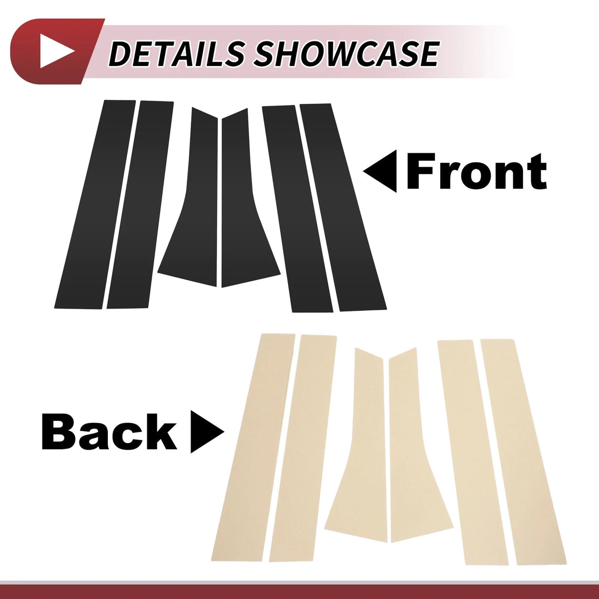 6 Pcs Door Pillar Window Trim for Ford Escape (2013-2019) Black