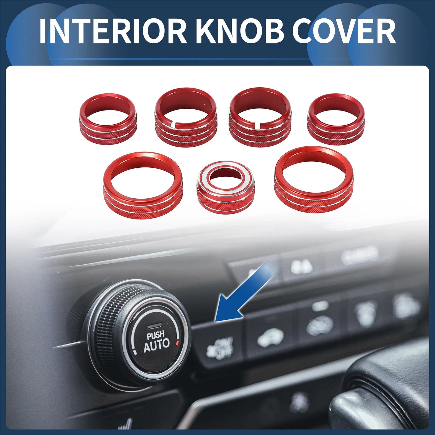 4WD Headlight Switch Knob Cover Ring Red for GMC Canyon (2015-2022) 7Pcs