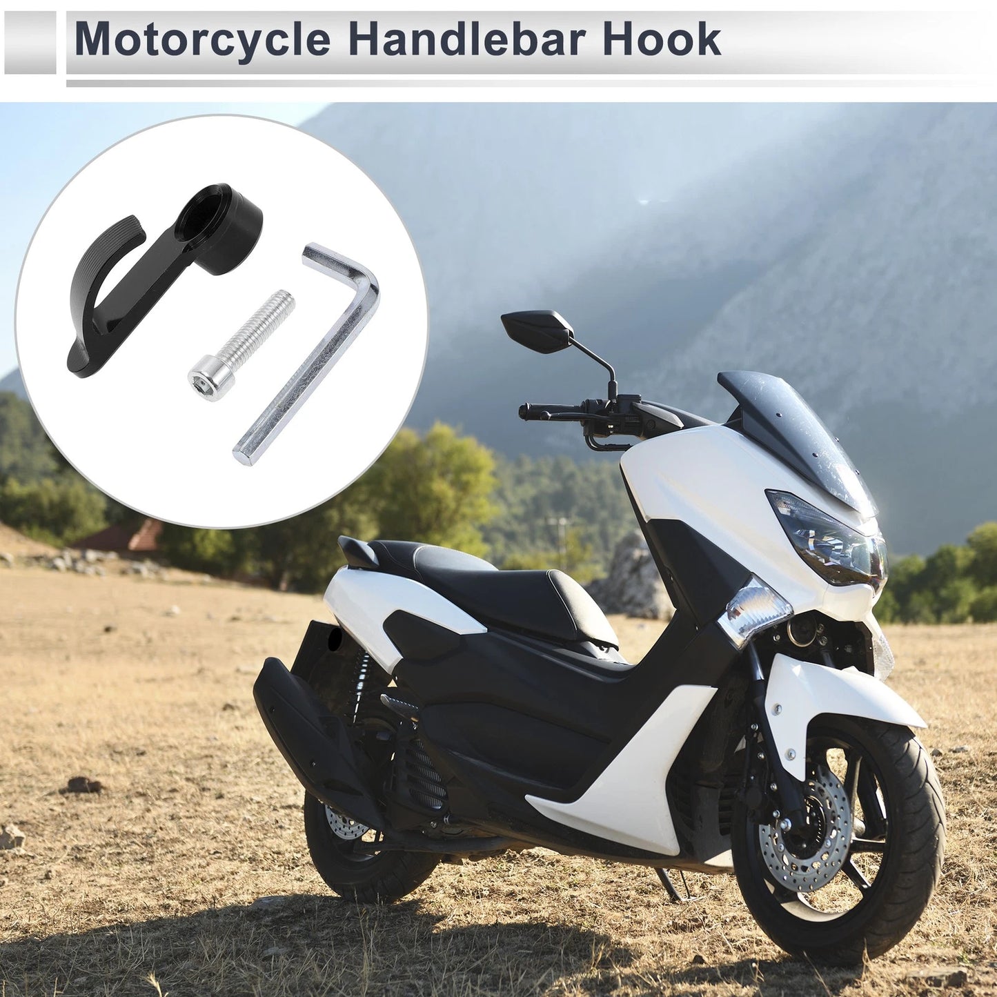 1 Set Handlebar Hook Load-Bearing Capacity Black for Universal Motorcycle