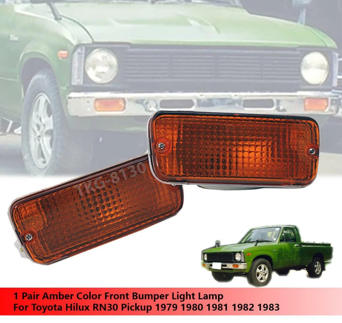 Bumper Light Lamp Amber for Toyota Hilux RN30 N30 (1979-1983)