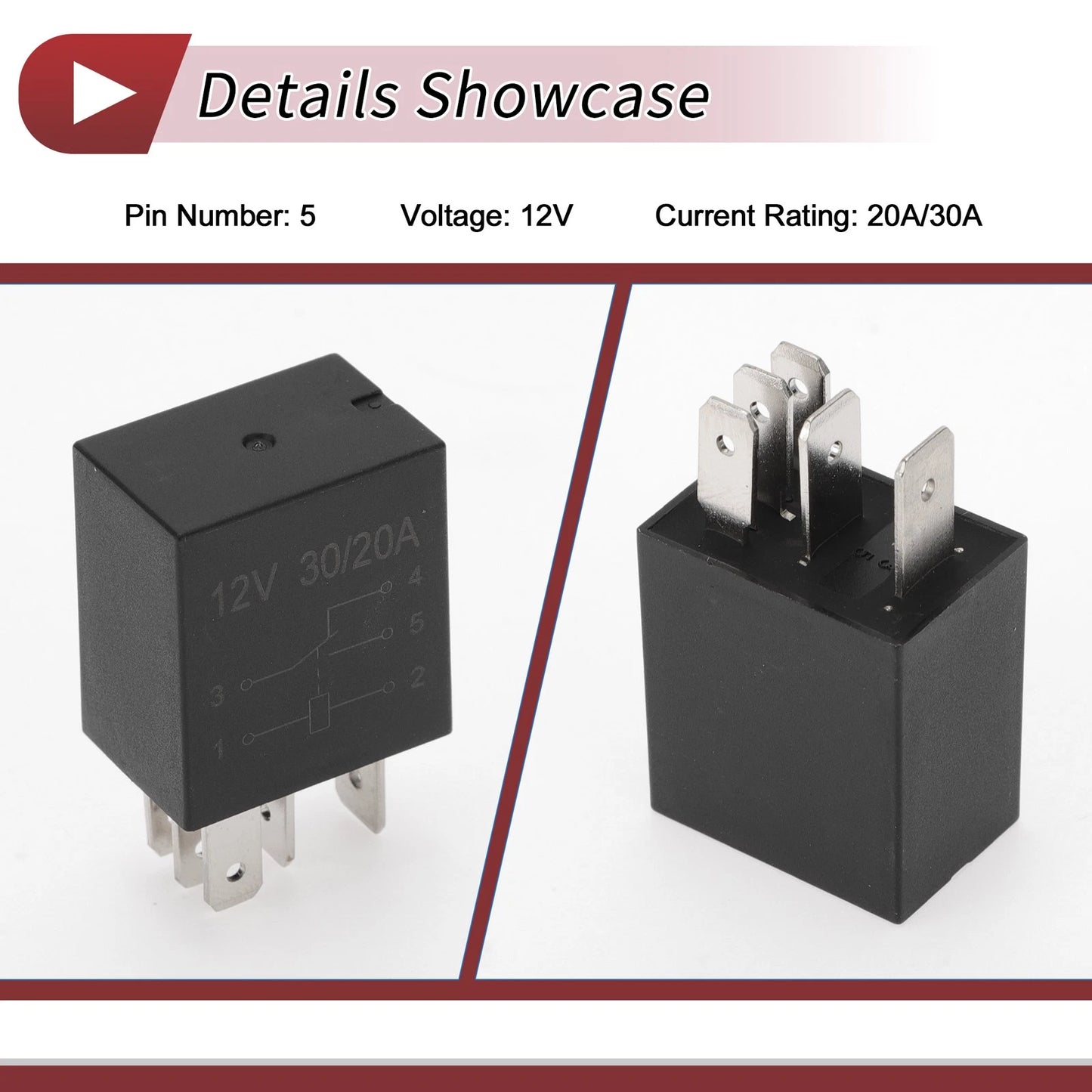 5 Pins Multi-Purpose Relay for Volvo V70 (1998-2007) 12V 20A/30A Black