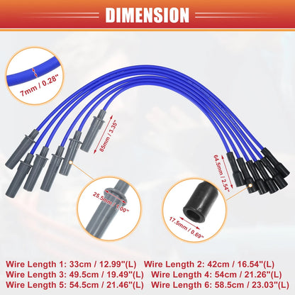 6 x Spark Plug Wire Ignition Coil Cable 05019593AA for Chrysler Pacifica