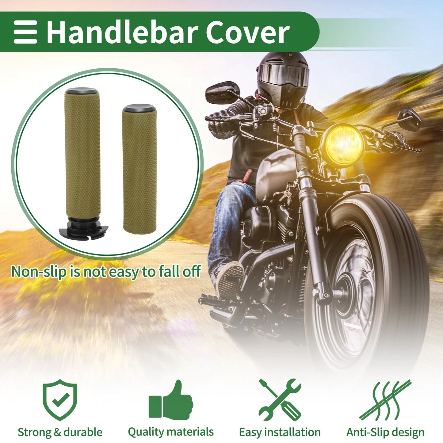 7/8" 22mm Motorcycle Hand Grips Cover Kit Handlebar Grips TPU Yellow