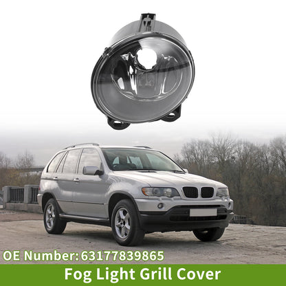 Left Fog Light Grill for BMW X5 1999-2006 1 x Clear Black Lens