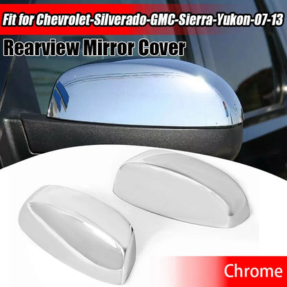 Chrome Top Half Mirror Cover Cap for 2007-2014 Silverado Sierra Yukon