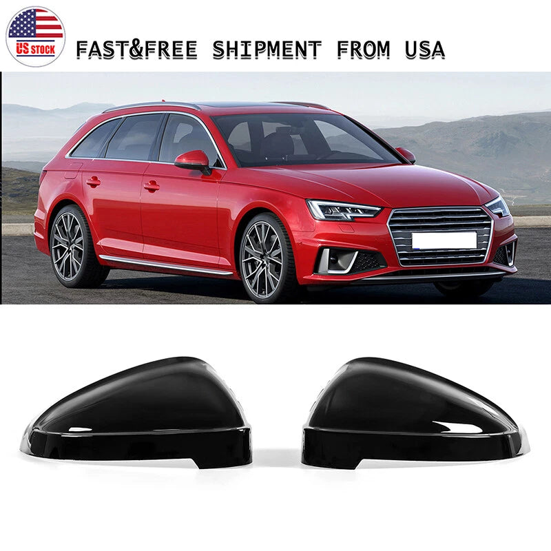 Glossy Black Mirror Cover Caps for Audi A4 B9 S4 A5 S5 RS5 (2016+)