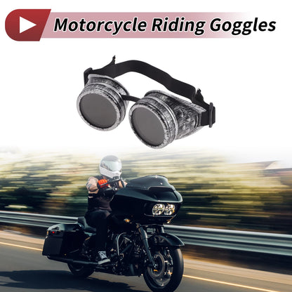 1 Pc Motorcycle Goggles Black Lens Silver Tone Frame Glass ABS for Universal