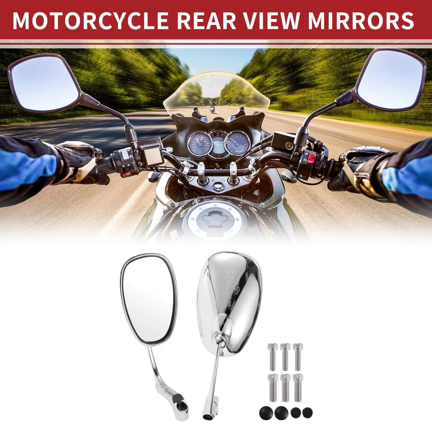 Rear View Mirrors / M8/M10 / Side Rearview Mirror Chrome Silver Tone for M8/M10