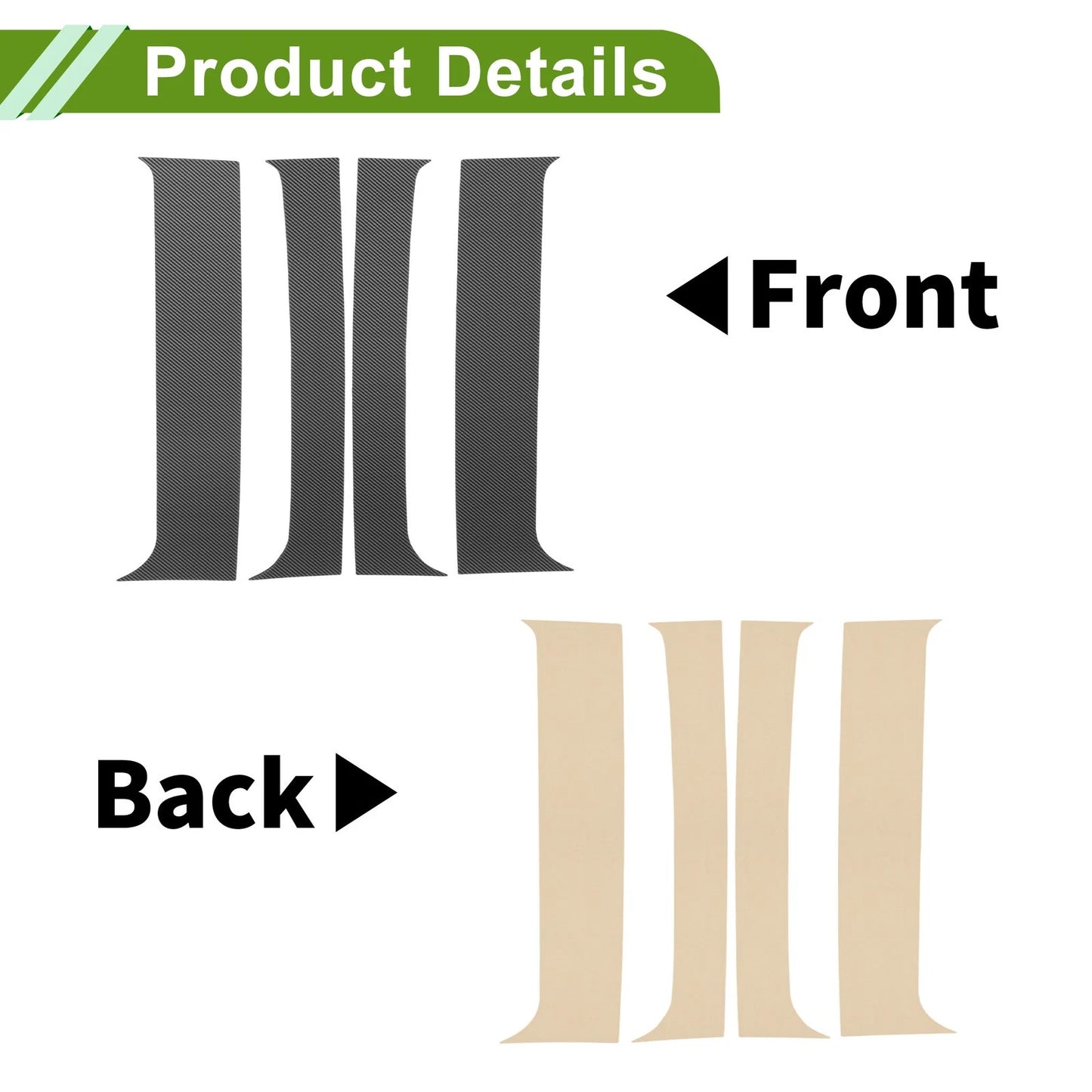 4 x Pillar Window Trim for Chevy Blazer (1995-2005) Carbon Fiber Pattern Black