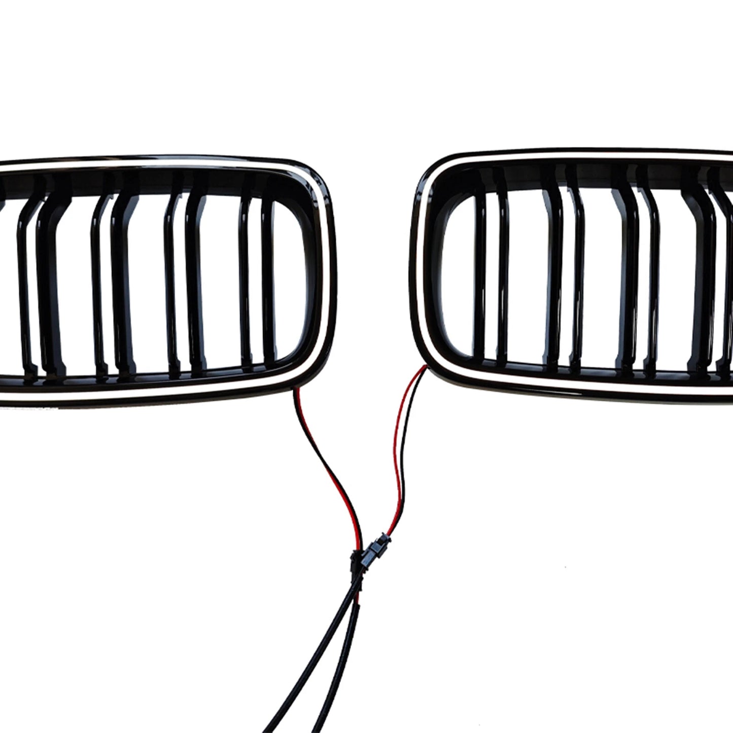 2 x Black Front Kidney Grilles with LED for BMW 3-Series F30 F31 (2012-2018)