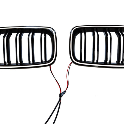 2 x Black Front Kidney Grilles with LED for BMW 3-Series F30 F31 (2012-2018)