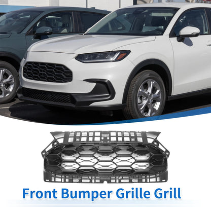 Front Upper Hood Bumper Grille for Honda HR-V 2023-2024 ABS Black