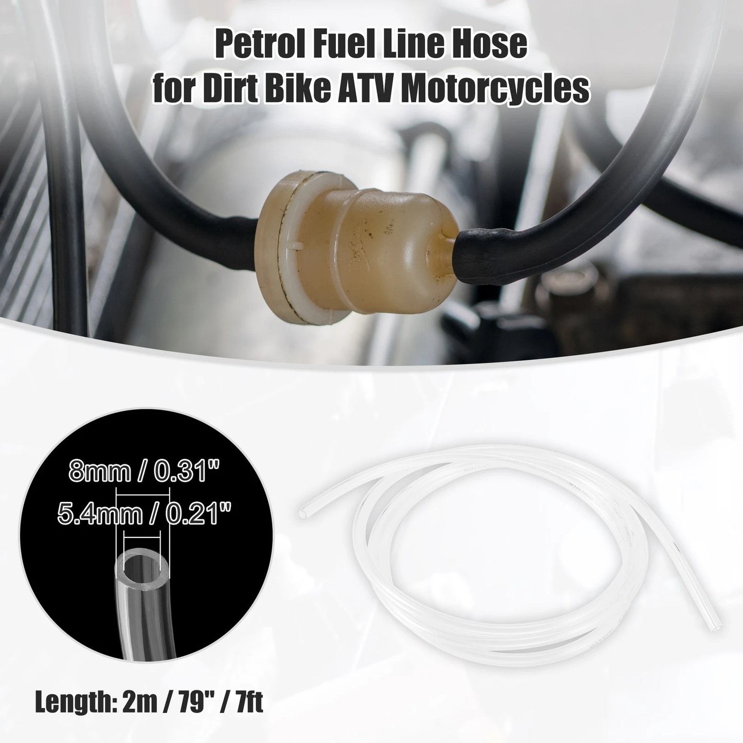 Fuel Vent Line Hose Petrol Gas Tube 0.31'' x 7ft Clear for Motorcycle