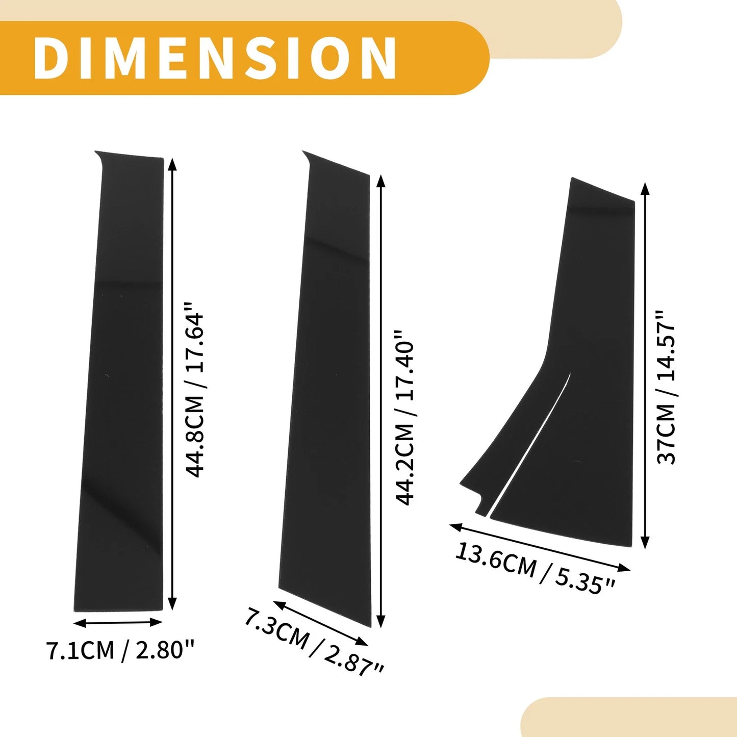 6 Pcs Door Pillar Window Trim for Honda Fit (2013-2019) Black