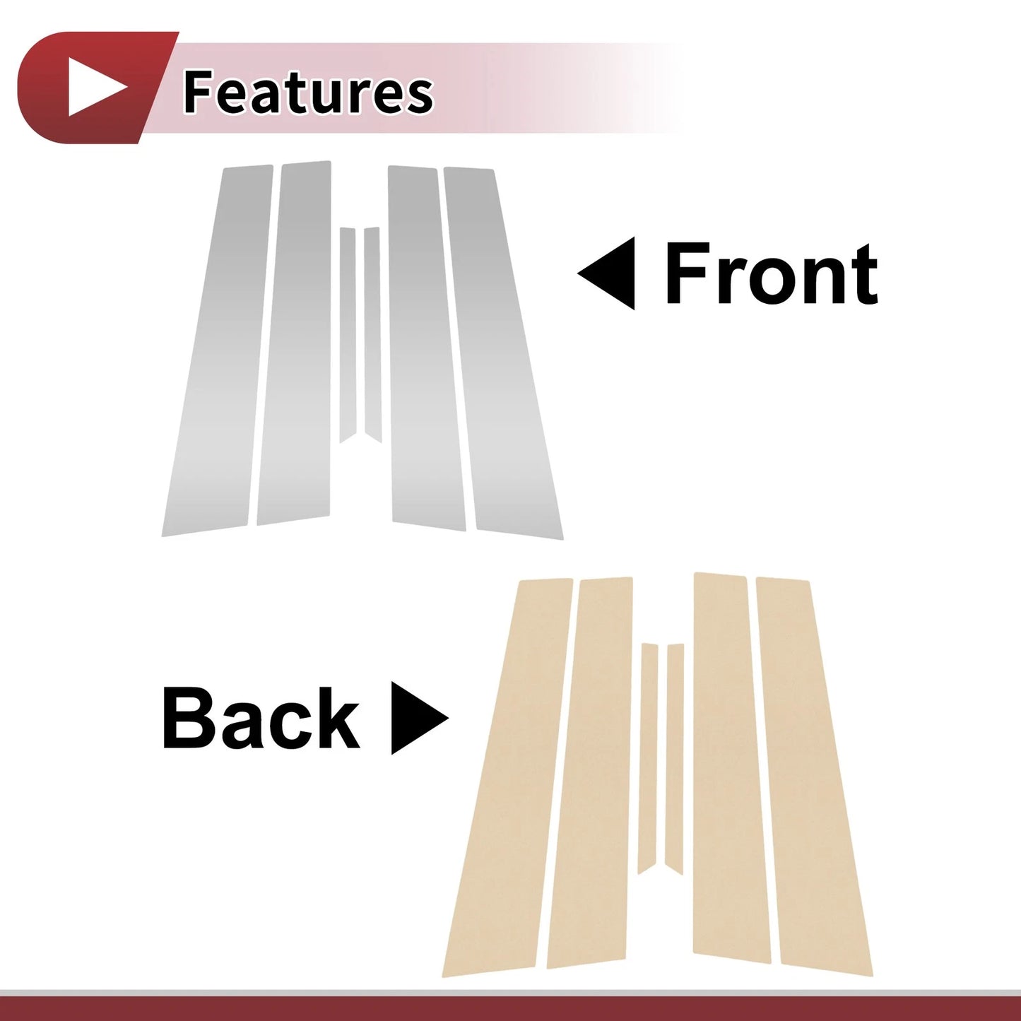 6 x Car Door Pillar Window Trim for Toyota Reiz (2005-2009) Chrome Silver