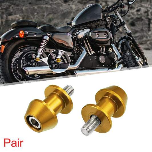 Pair 8mm M8x1.25 Gold Tone Motorcycle Swing Arm Spools Sliders Stand for Honda