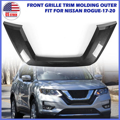 Front Grille Trim Molding for Nissan Rogue 2017-2020 Carbon Fiber Outer